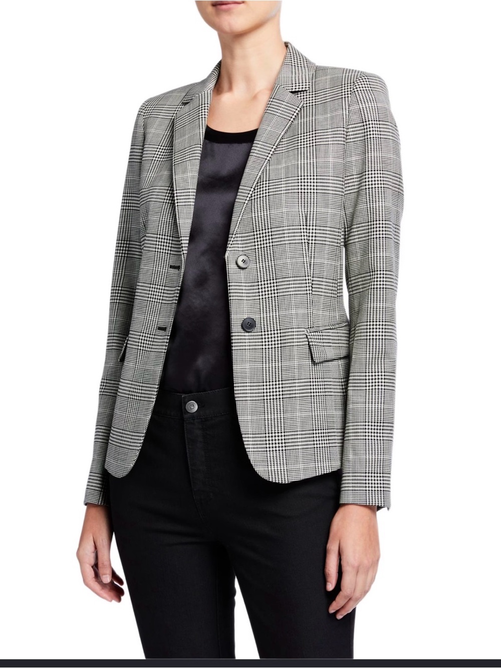 Lafayette 148 New York Black and White Glen Plaid Blazer 14W NWT